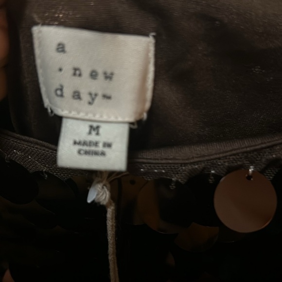 A New Day Women's Paillette Brown Shift Mini Dress Size Medium NWT - Picture 4 of 6